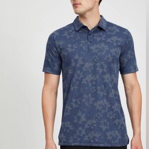 Travis Mathew Hootenanny Floral Blue Performance Pima Blend Polo Large